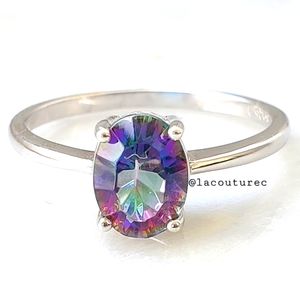 🎀Solitaire Mystic Topaz size 7 Ring Silver 925🎀